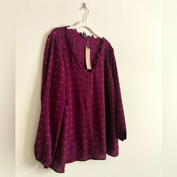 Bloomchic Peasant Blouse - Fuchsia Dot Design Size 14/16 - Picture 5 of 12